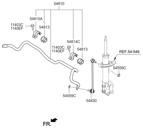 2014 Kia Sorento Bar Assembly-Front Stabilizer Diagram for 548104Z000