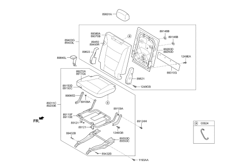 2013 Kia Sorento Rear Seat Back Covering, Left Diagram for 891601U600BD6