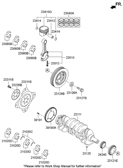 2013 Kia Sorento Crankshaft & Piston Diagram 1