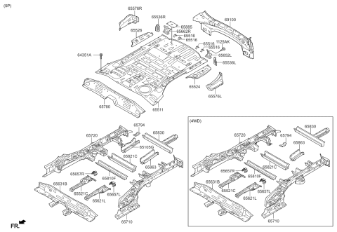 2013 Kia Sorento Panel-Floor Diagram 1