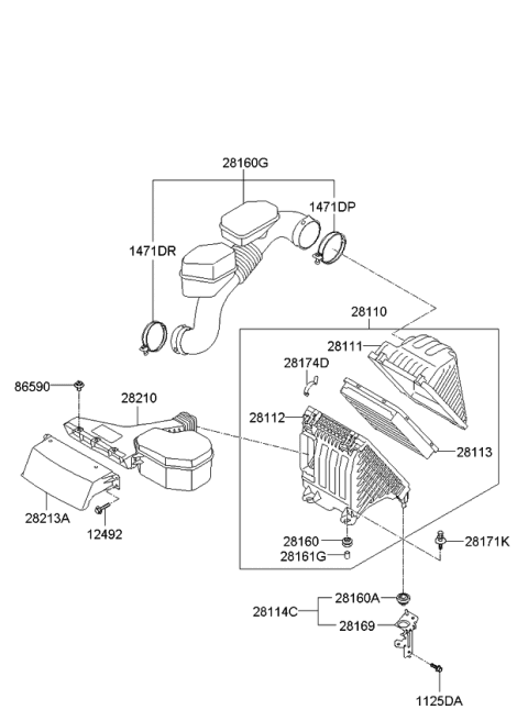 2013 Kia Sorento Cover-Air Cleaner Diagram for 281114Z250