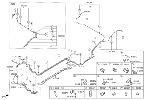 2013 Kia Sorento Tube-Connector To Rear Diagram for 587354Z400