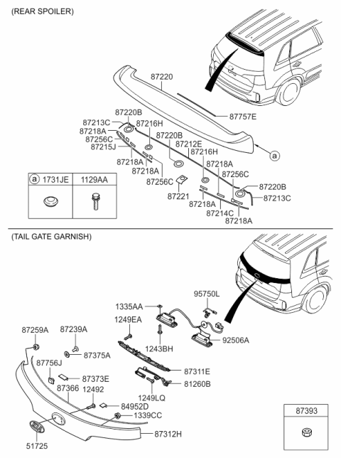 2013 Kia Sorento Roof Garnish & Roof Rack Diagram 4