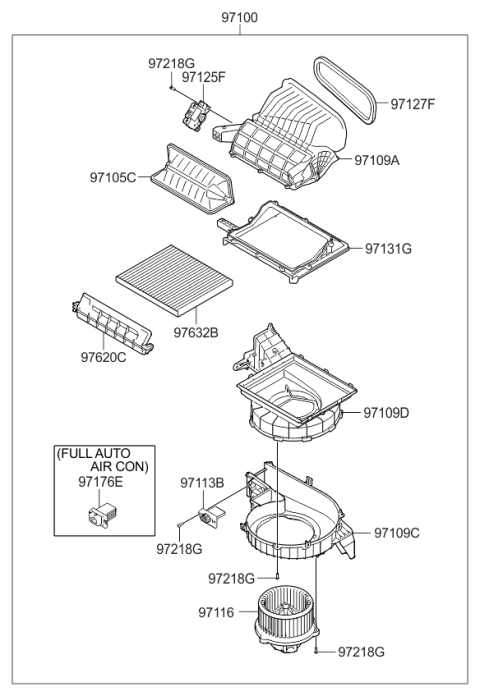 2014 Kia Sorento Case-Blower Lower Diagram for 971121U500