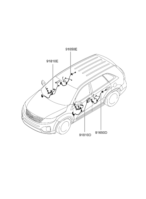 2014 Kia Sorento Wiring Assembly-Rear Door LH Diagram for 916551U012