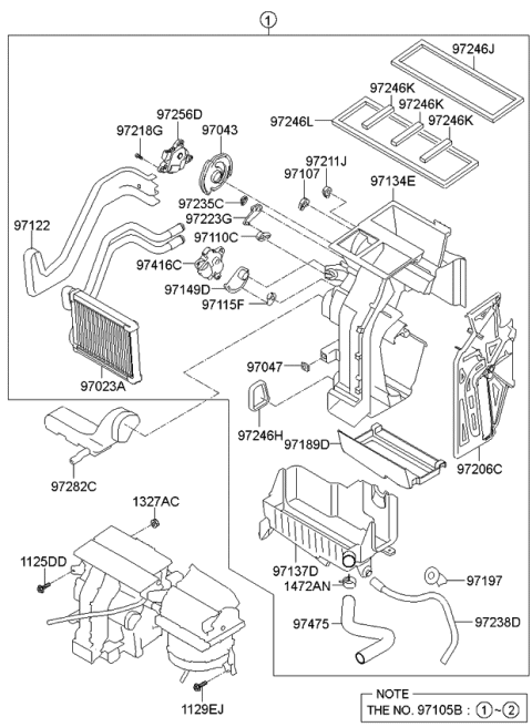 2012 Kia Optima Heater & EVAPORATOR Diagram for 971002TDO0