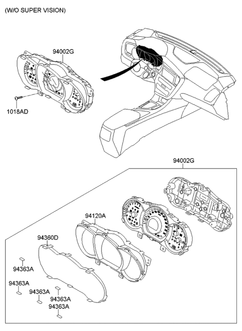 2013 Kia Optima Cluster Assembly-Instrument Diagram for 940012T313