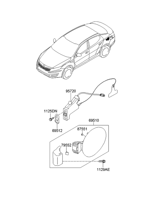2013 Kia Optima Korean made Fuel Filler Door Diagram