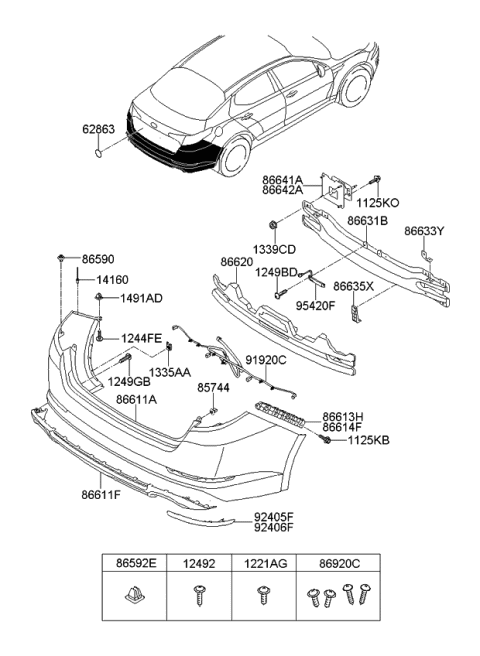 2011 Kia Optima Stay-Rear Bumper RH Diagram for 866422T010