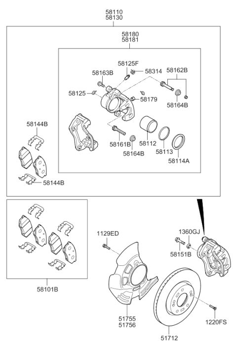 2012 Kia Optima Front Brake Disc Dust Cover Left Diagram for 517552T900