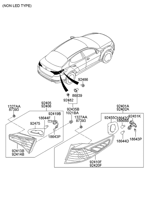 2013 Kia Optima Lamp Assembly-Rear Combination Diagram for 924012T010