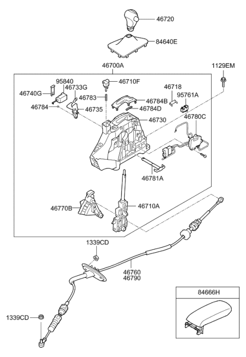 2013 Kia Optima Shift Lever Control Diagram 1