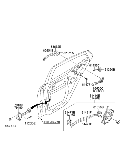 2013 Kia Optima Cable Assembly-Rear Door S/L Diagram for 814912T000