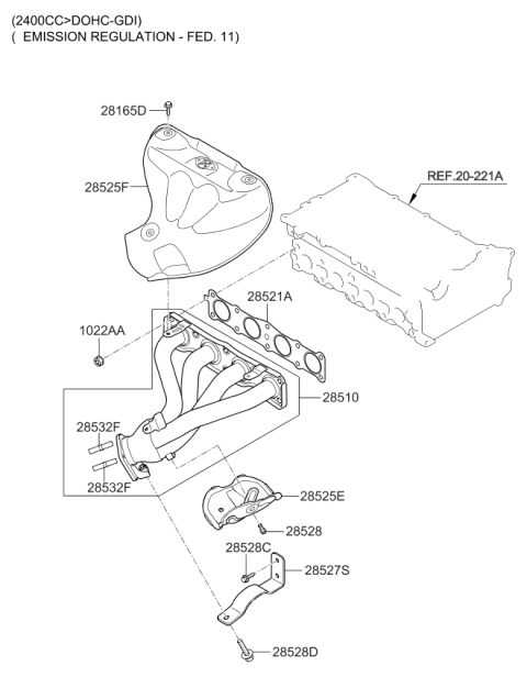 2011 Kia Optima Stay-Exhaust MANIFOL Diagram for 285272G100