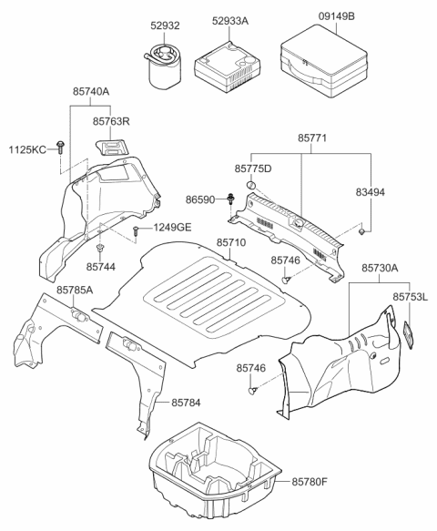 2012 Kia Optima Mat Assembly-Luggage Cover Diagram for 857102T201VA