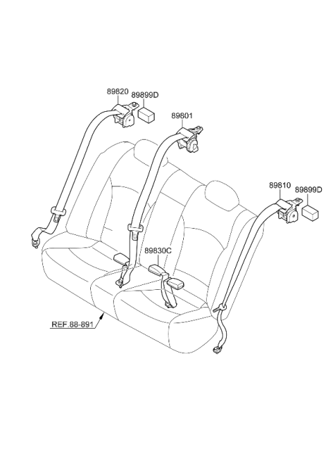 2012 Kia Optima Rear Seat Belt Assembly Center Diagram for 898502T51087