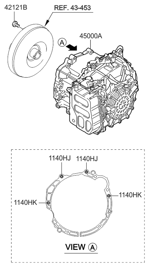 2012 Kia Optima Auto TRANSAXLE & TORQUE/CONVENTIONAL Assembly Diagram for 450003B890