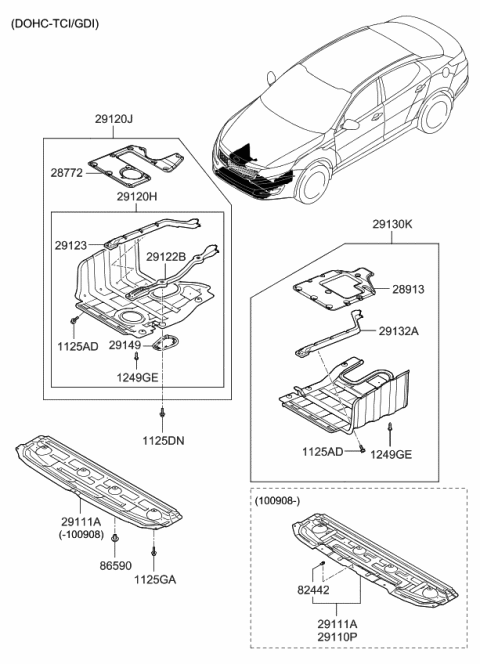 2013 Kia Optima Bracket Diagram for 291222T000