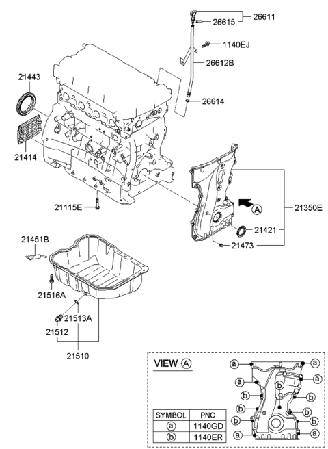 2011 Kia Optima Belt Cover & Oil Pan Diagram 1