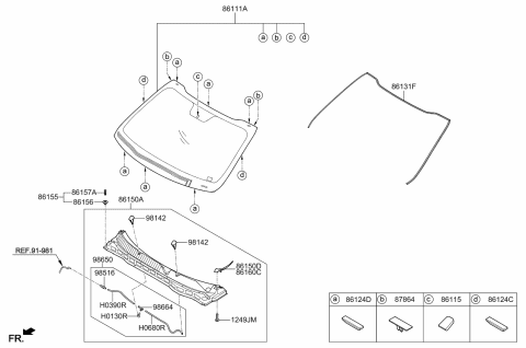 2011 Kia Optima Windshield Glass Diagram