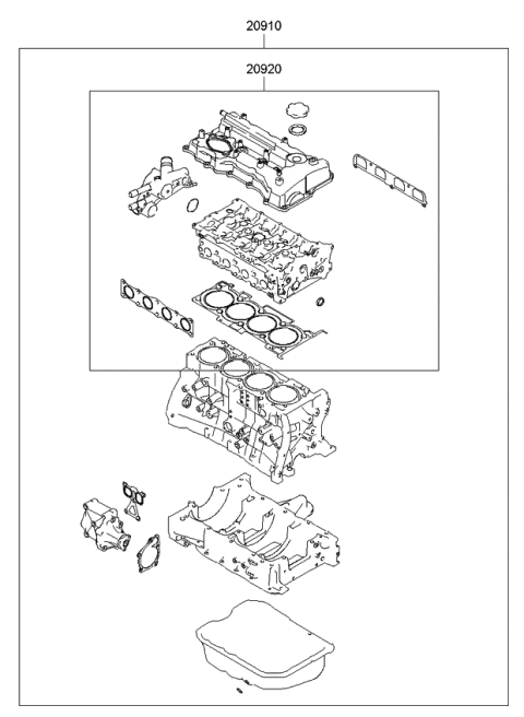 2011 Kia Optima Gasket Kit-Engine OVEAUL Diagram for 209102GL05