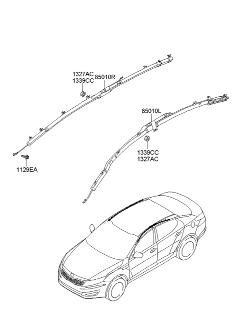 2013 Kia Optima Curtain Air Bag Module, Left Diagram for 850102T000