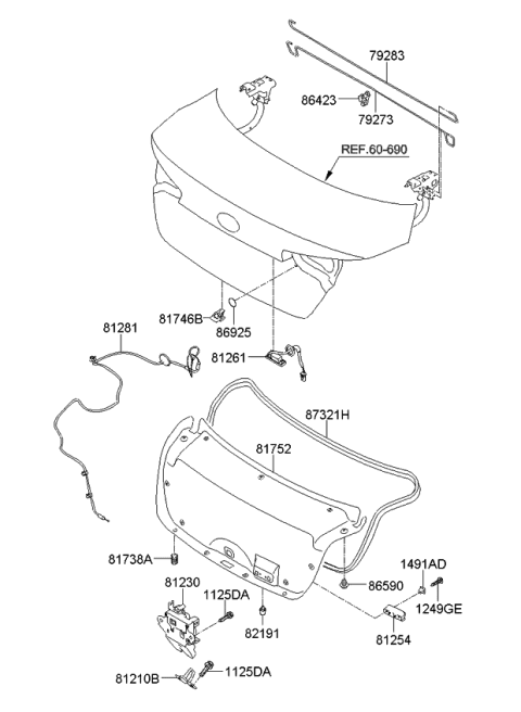 2011 Kia Optima Trunk Lid Trim Diagram