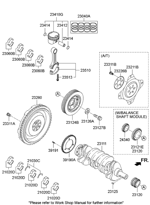 2013 Kia Optima Piston & Pin & Snap Diagram for 234102G521