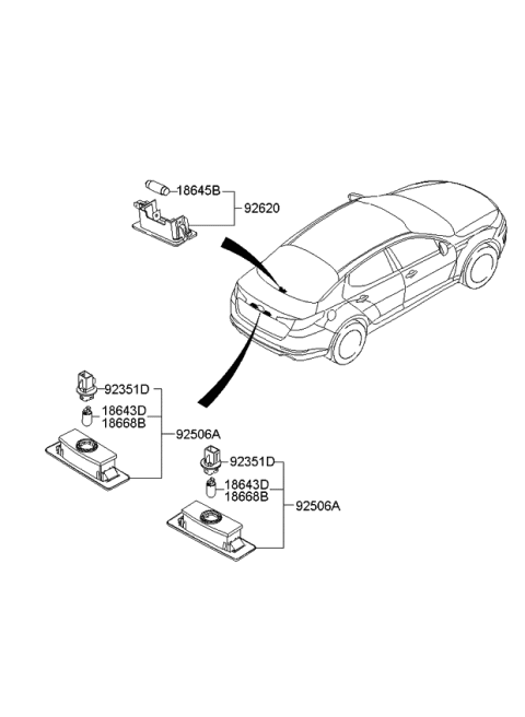 2013 Kia Optima License Plate & Interior Lamp Diagram