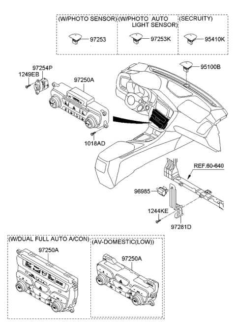 2011 Kia Optima Control Assembly-Heater Diagram for 972502T101CA