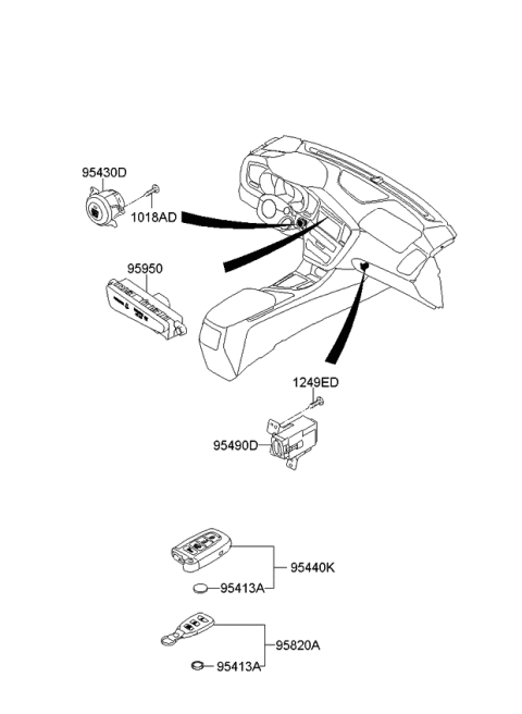 2011 Kia Optima Button Start Swtich Assembly Diagram for 954302T900