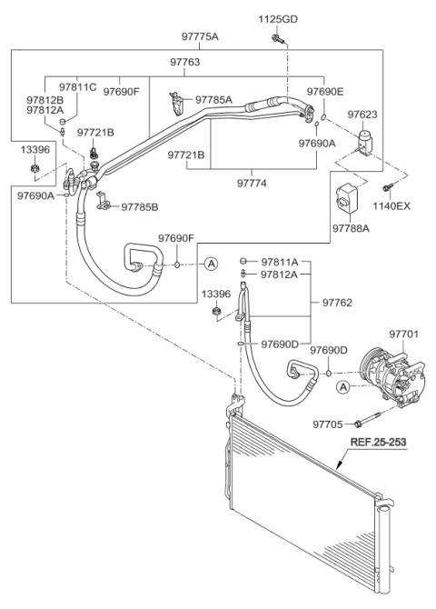 2013 Kia Optima Suction & Liquid Tube Assembly Diagram for 977752T001