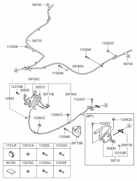 2012 Kia Optima Cable Assembly-Parking Brake Diagram for 597502T400