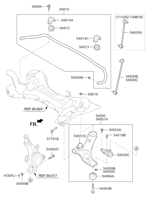 2013 Kia Optima Arm Complete-Front Lower Diagram for 545013S100