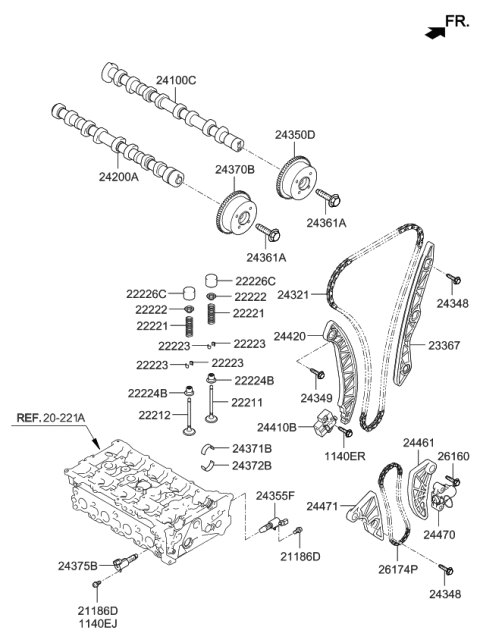 2012 Kia Optima Hydraulic Tensioner Assembly Diagram for 244702G151