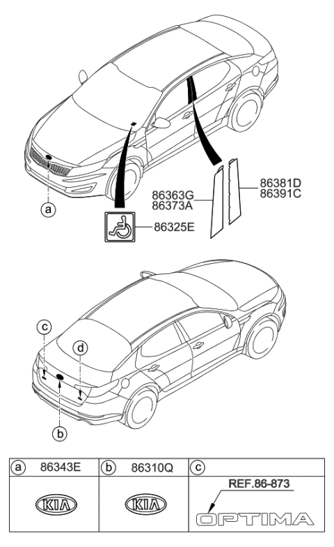 2012 Kia Optima Sub-Logo Assembly Diagram for 863202T000