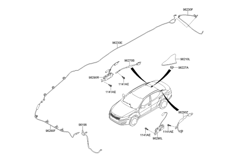 2013 Kia Optima Combination Antenna Assembly Diagram for 962502T100K3R