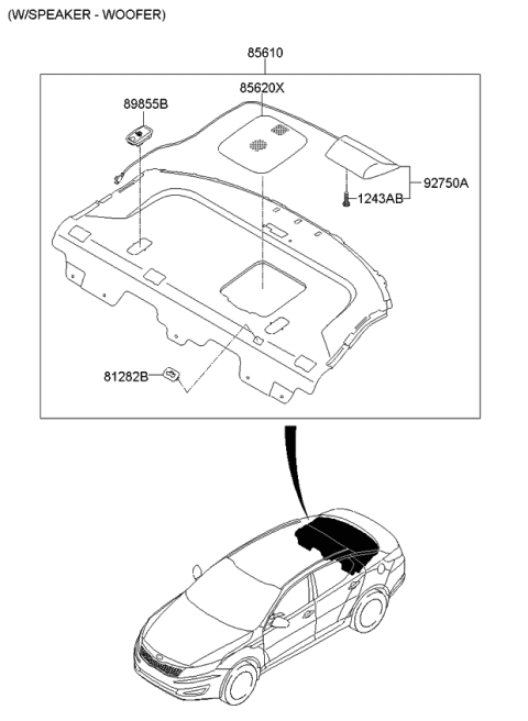 2013 Kia Optima Trim Assembly-Package Tray Diagram for 856102T140UP