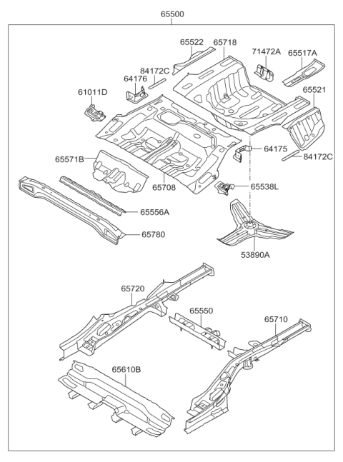 2012 Kia Optima Member Assembly-Rear Floor Diagram for 657202T011
