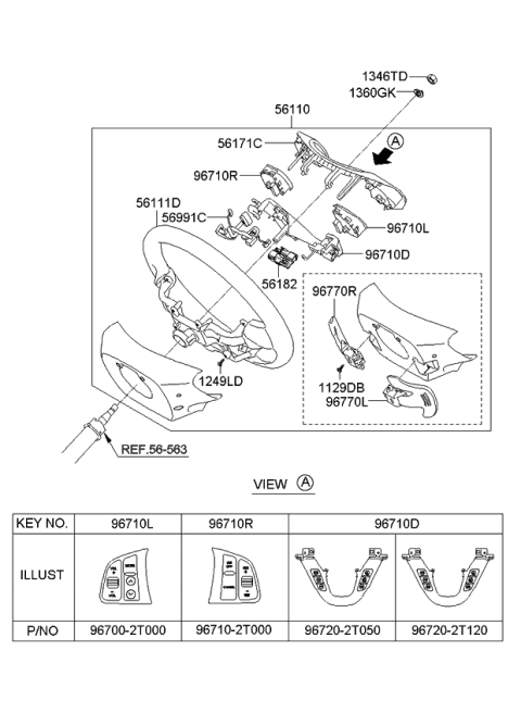 2013 Kia Optima Steering Wheel Body Diagram for 561202T100VA