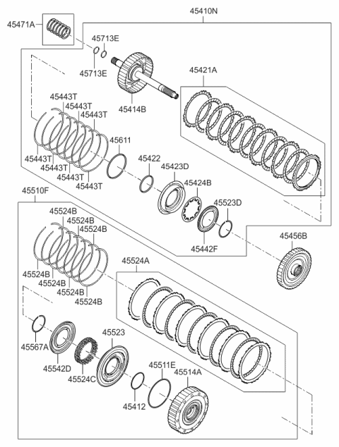 2012 Kia Optima Clutch Assembly-Under Drive Diagram for 455103B850