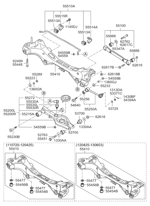 2011 Kia Optima Arm Assembly-Rear Assist Diagram for 552503R000