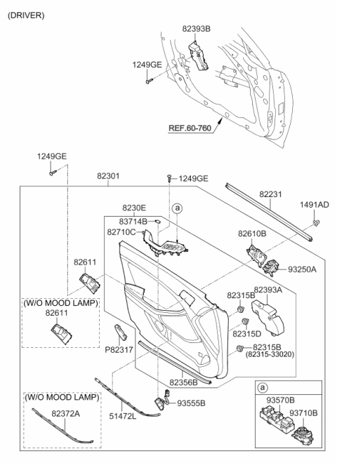 2013 Kia Optima Panel Assembly-Front Door Trim Diagram for 823052THL0DBD