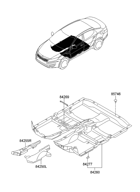 2011 Kia Optima Carpet Assembly-Floor Diagram for 842602T202VA