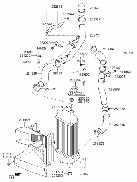 2013 Kia Optima Air Guide Diagram for 282742G100