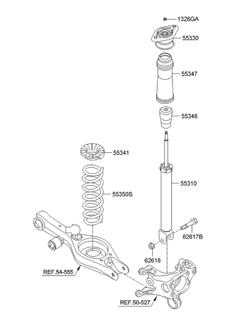 2012 Kia Optima Rear Shock Absorber Assembly Diagram for 553112T220