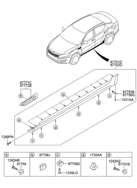 2013 Kia Optima MOULDING Assembly-Side S Diagram for 877512T000