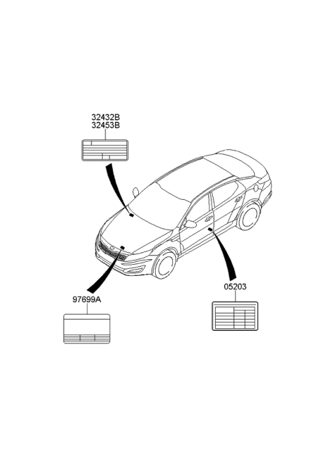2013 Kia Optima Korean made Label Diagram 2