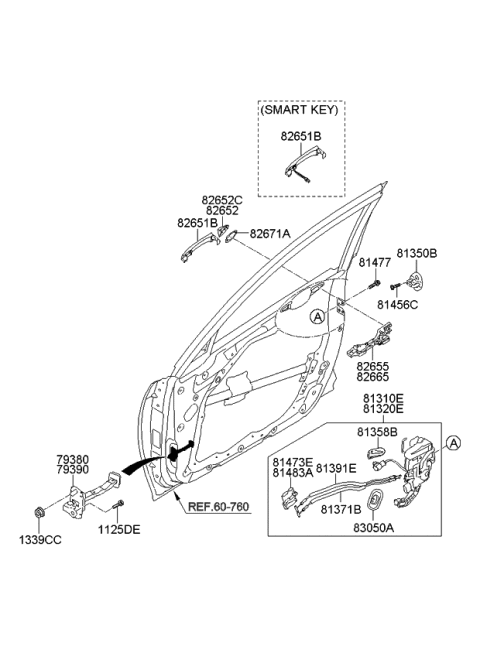 2013 Kia Optima Checker Assembly-Front Door Diagram for 793802T000