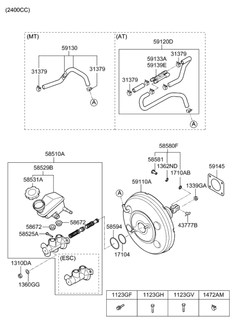 2011 Kia Optima Brake Master Cylinder & Booster Diagram 1